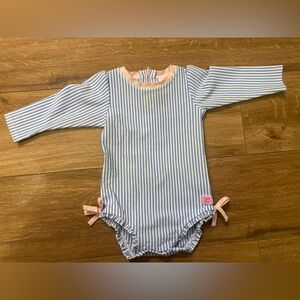 Ruffle Butts Pink and Blue Striped Outfit